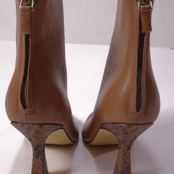 Marc Fisher Hint Snake-Print Heel Leather Booties Ankle Boots 7.5 NWOB 199 TAN - Picture 4 of 8